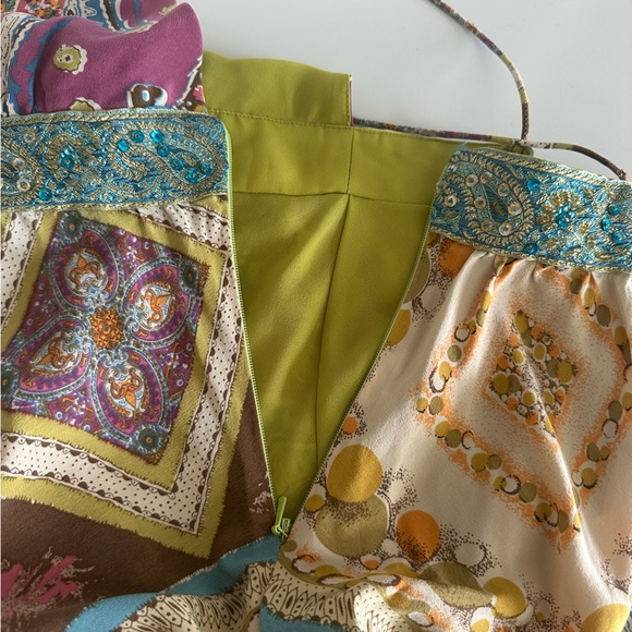 Y2K Nicole Miller Vintage Silk Dress Paisley Chiffon Lined Spaghetti Straps 2000 - Picture 14 of 15